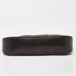 Pre Owned Celine Dark Brown Macadam Canvas and Leather Baguette Bag