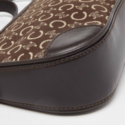 Pre Owned Celine Dark Brown Macadam Canvas and Leather Baguette Bag