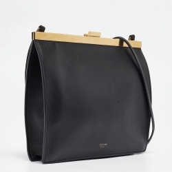 Pre Owned Celine Black Leather Mini Clasp Crossbody Bag