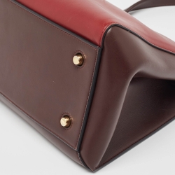 Pre Owned Celine Burgundy/Red Leather Medium Edge Top Handle Bag