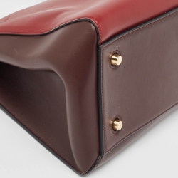 Pre Owned Celine Burgundy/Red Leather Medium Edge Top Handle Bag