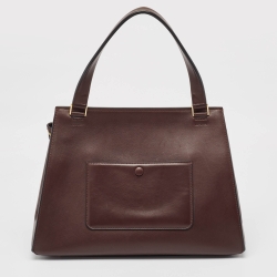 Pre Owned Celine Burgundy/Red Leather Medium Edge Top Handle Bag
