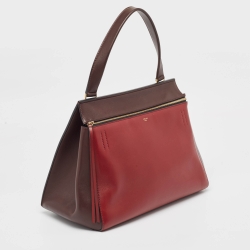 Pre Owned Celine Burgundy/Red Leather Medium Edge Top Handle Bag
