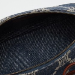 Pre Owned Celine Blue/Tan Macadam Canvas and Leather Vintage Baguette Bag