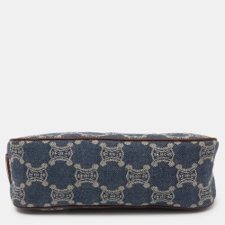 Pre Owned Celine Blue/Tan Macadam Canvas and Leather Vintage Baguette Bag