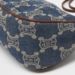 Pre Owned Celine Blue/Tan Macadam Canvas and Leather Vintage Baguette Bag