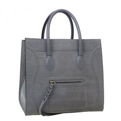 Pre Owned Celine Grey Phantom Croc Embossed Tote