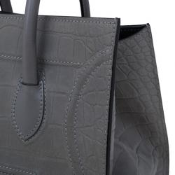 Pre Owned Celine Grey Phantom Croc Embossed Tote