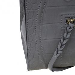 Pre Owned Celine Grey Phantom Croc Embossed Tote