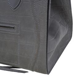 Pre Owned Celine Grey Phantom Croc Embossed Tote