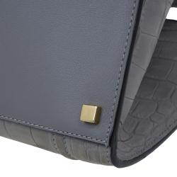 Pre Owned Celine Grey Phantom Croc Embossed Tote
