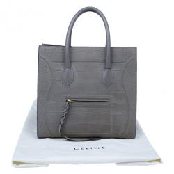 Pre Owned Celine Grey Phantom Croc Embossed Tote