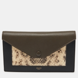 Celine Tri Color Leather and Python Pocket Clutch