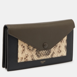 Celine Tri Color Leather and Python Pocket Clutch