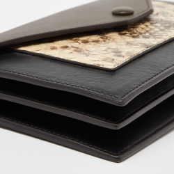 Celine Tri Color Leather and Python Pocket Clutch