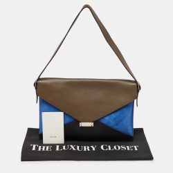 Pre Owned Celine Tricolor Leather and Suede Medium Diamond Shoulder Bag