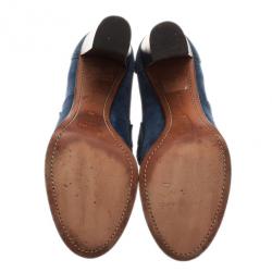 مملوكة مسبقًا Celine Blue Suede Loafer Platform Pumps Size 38