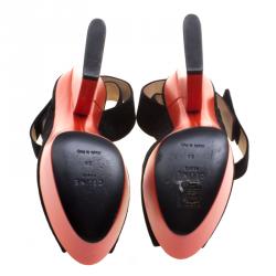 Pre Owned Celine Two Tone Suede Ankle Strap Peep Toe Platform Sandals Size 39