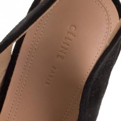 Pre Owned Celine Two Tone Suede Ankle Strap Peep Toe Platform Sandals Size 39