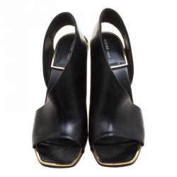 Celine Black Leather Open Toe Asymmetrical Sandals Size 38