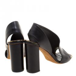Celine Black Leather Open Toe Asymmetrical Sandals Size 38