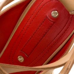 Pre Owned Celine Beige Leather Cross Ankle Wrap Sandals Size 39.5