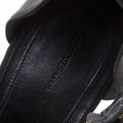 Celine Black Fabric Ankle Strap Flat Sandals Size 38