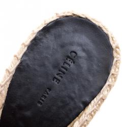 Pre Owned Celine Red Leather Espadrille Wedge Sandals Size 38