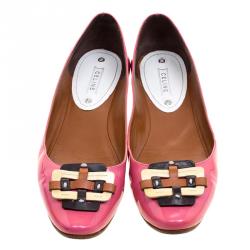 Celine Pink Patent Leather Buckle Ballet Flats Size 37.5