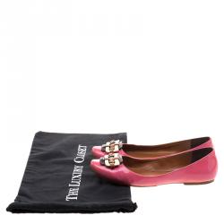 Celine Pink Patent Leather Buckle Ballet Flats Size 37.5