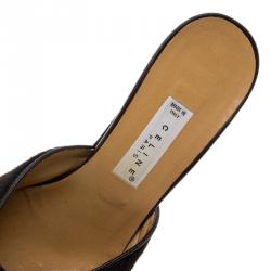 Pre Owned Celine Black Pony Hair Square Toe Mules Size 37