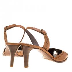 Pre Owned Celine Brown Leather Brogues Macadam Slingback Sandals Size 37