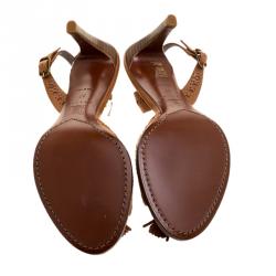 Pre Owned Celine Brown Leather Brogues Macadam Slingback Sandals Size 37