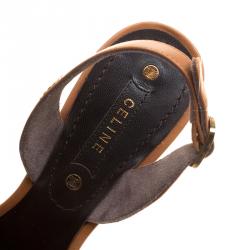 Pre Owned Celine Brown Leather Brogues Macadam Slingback Sandals Size 37