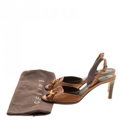 Pre Owned Celine Brown Leather Brogues Macadam Slingback Sandals Size 37