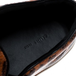 Pre Owned Celine Orange And Black Watersnake Leather Skate Slip On Sneakers Size 38.5