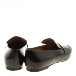 Pre Owned Celine Black Leather Pointed Toe Loafers Size 36