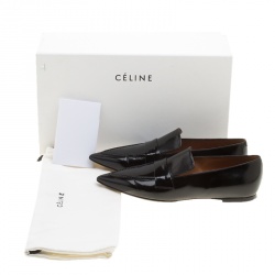 Pre Owned Celine Black Leather Pointed Toe Loafers Size 36