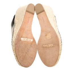 Pre Owned صندل سيلين إسبادريل جلد أسود كعب روكي مقاس 39