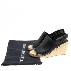 Pre Owned صندل سيلين إسبادريل جلد أسود كعب روكي مقاس 39