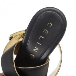 Pre Owned Celine Black Leather Wrap Around Sandals Size 37.5
