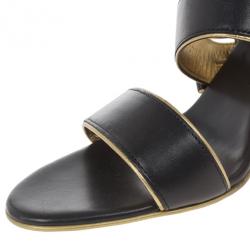 Pre Owned Celine Black Leather Wrap Around Sandals Size 37.5