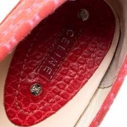 Pre Owned حذاء لوفرز سيلين ماكادام قماش جاكارد أحمر مقاس 40.5