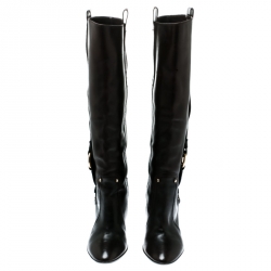 Pre Owned Celine Brown Leather Knee Length Boots Size 37