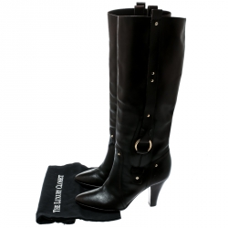 Pre Owned Celine Brown Leather Knee Length Boots Size 37