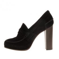 مملوكة مسبقًا Celine Black Suede Loafer Platform Pumps Size 40