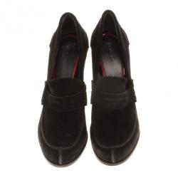 مملوكة مسبقًا Celine Black Suede Loafer Platform Pumps Size 40