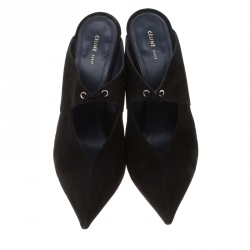 Celine Black Suede Pointed Toe Mules Size 40