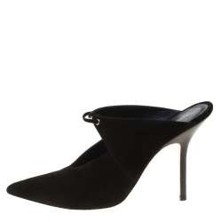 Celine Black Suede Pointed Toe Mules Size 40