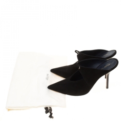 Celine Black Suede Pointed Toe Mules Size 40